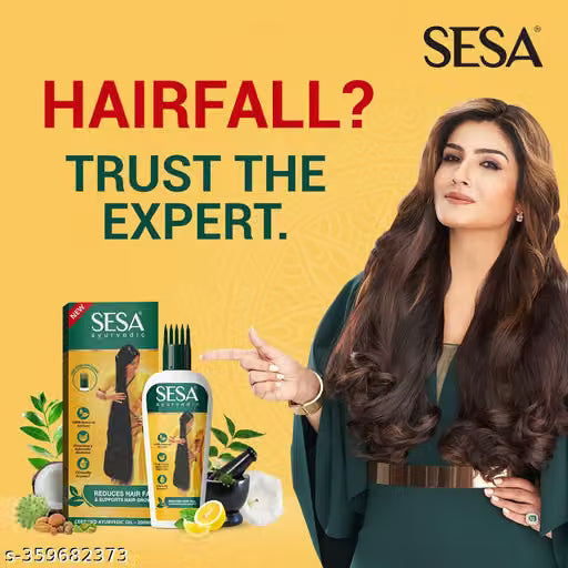 SESA Ayurvedic Hair Oil (100ml) Advanced Care for Hair Fall & Growth with 17 Rare Herbs