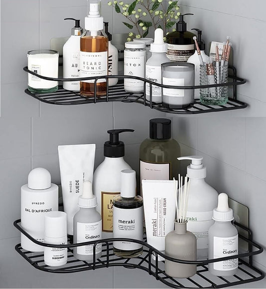 "Self-Adhesive Corner Storage Rack for Bathroom & Kitchen"