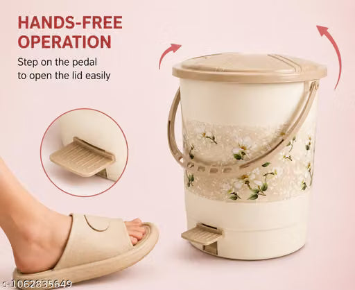 "Apex Plastic Push N Pedal Dustbin Hands-Free Compact Design"
