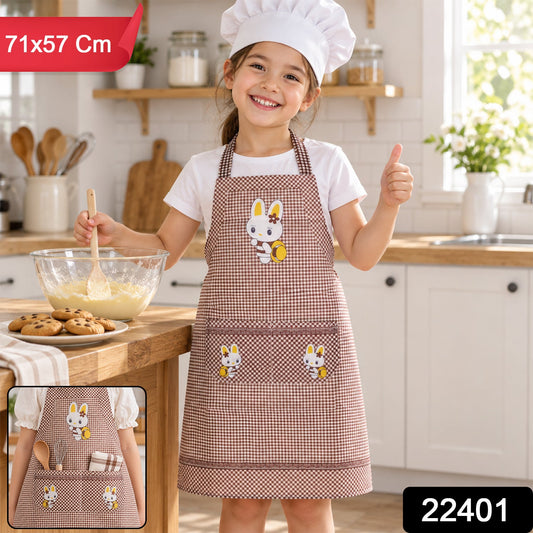 Kids Cartoon Kitchen Cooking Apron With Front Pockets (1 Pc 71 X 57 Cm)