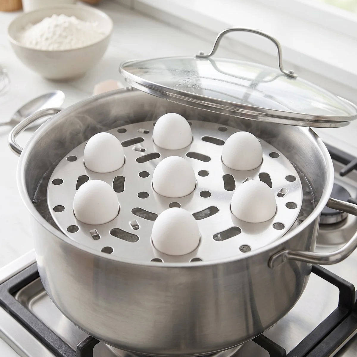 Stainless Steel Folding Trivet Round Egg Steamer Rack