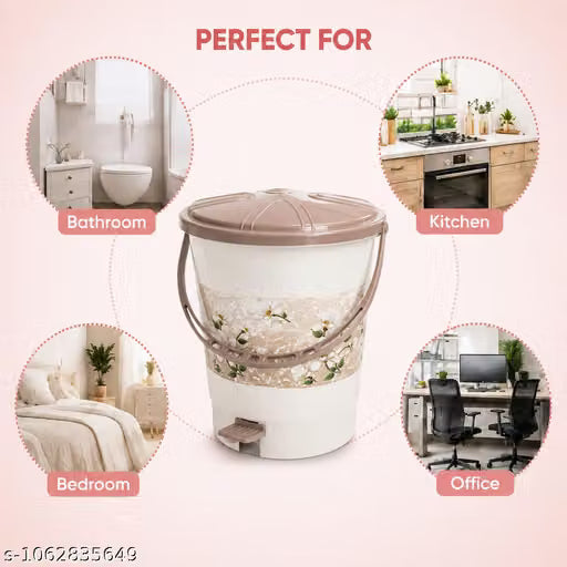 "Apex Plastic Push N Pedal Dustbin Hands-Free Compact Design"