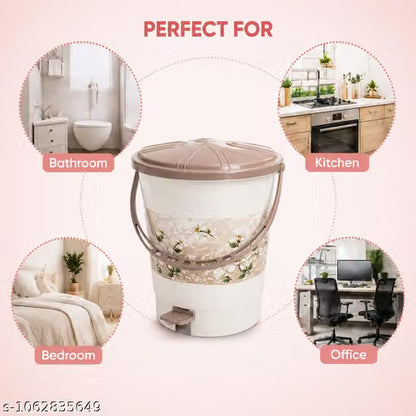 "Apex Plastic Push N Pedal Dustbin Hands-Free Compact Design"