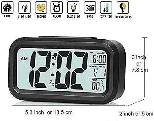 Digital Alarm Clock with LCD Display Temperature (Black)