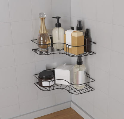 "Self-Adhesive Corner Storage Rack for Bathroom & Kitchen"