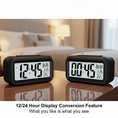 Digital Alarm Clock with LCD Display Temperature (Black)