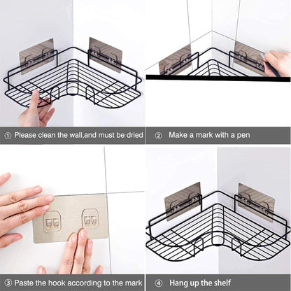 "Self-Adhesive Corner Storage Rack for Bathroom & Kitchen"