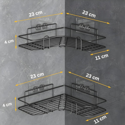 "Self-Adhesive Corner Storage Rack for Bathroom & Kitchen"