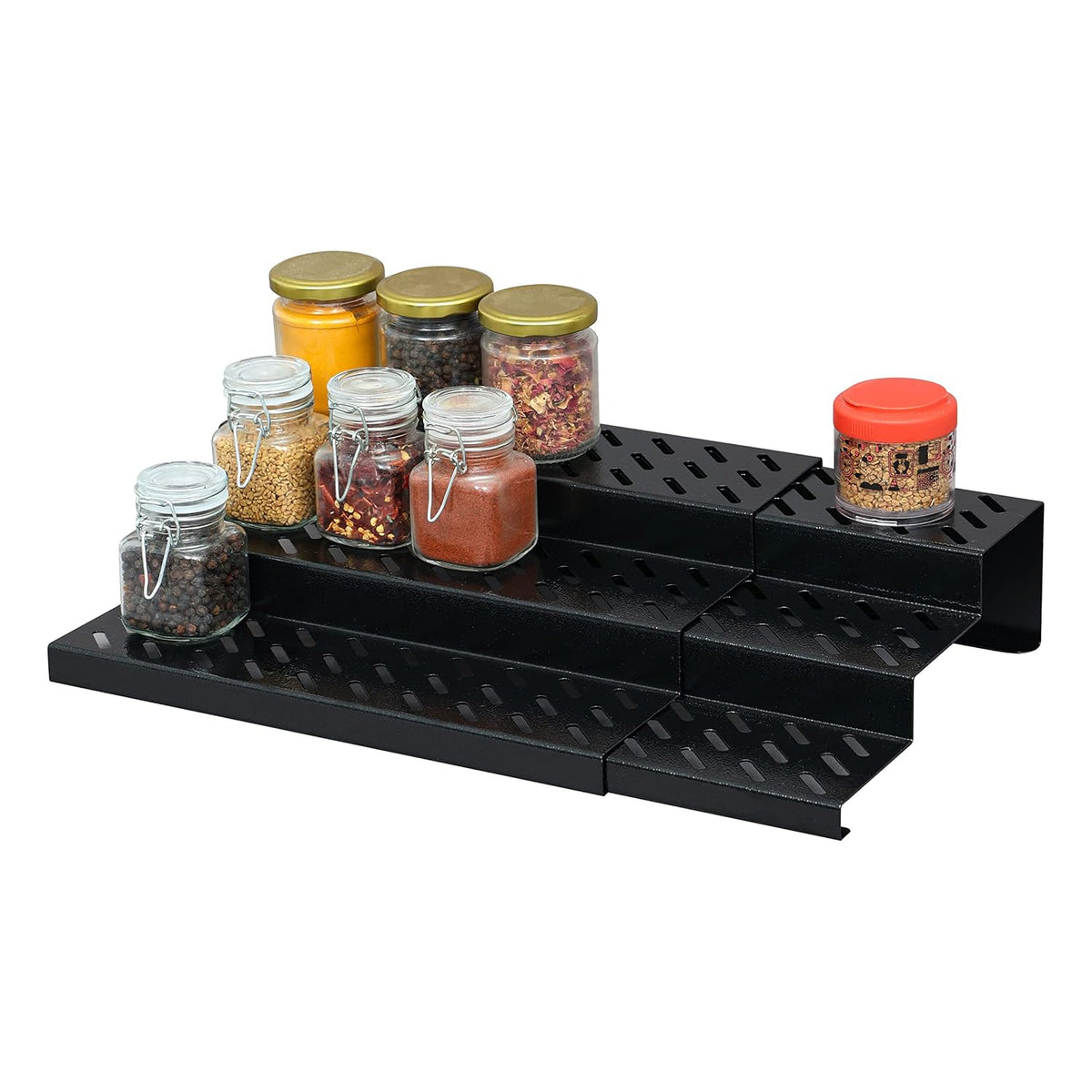 Livzing 3 Tier Expandable Spice Rack - Metal Countertop Display Shelf