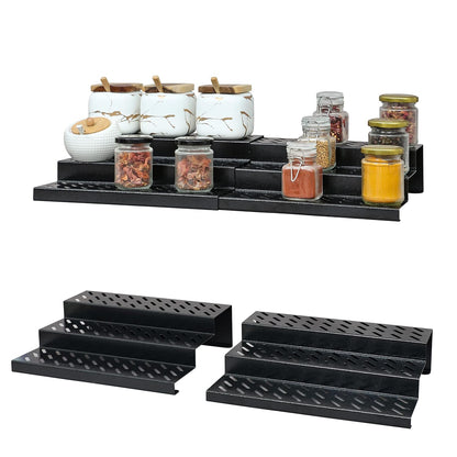 Livzing 3 Tier Expandable Spice Rack - Metal Countertop Display Shelf