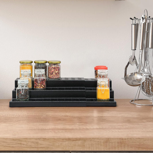 Livzing 3 Tier Expandable Spice Rack - Metal Countertop Display Shelf