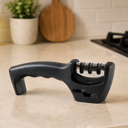 Three Stage Manual Knife Sharpener With Ergonomic Handle For Kitchen Use (1 Pc)