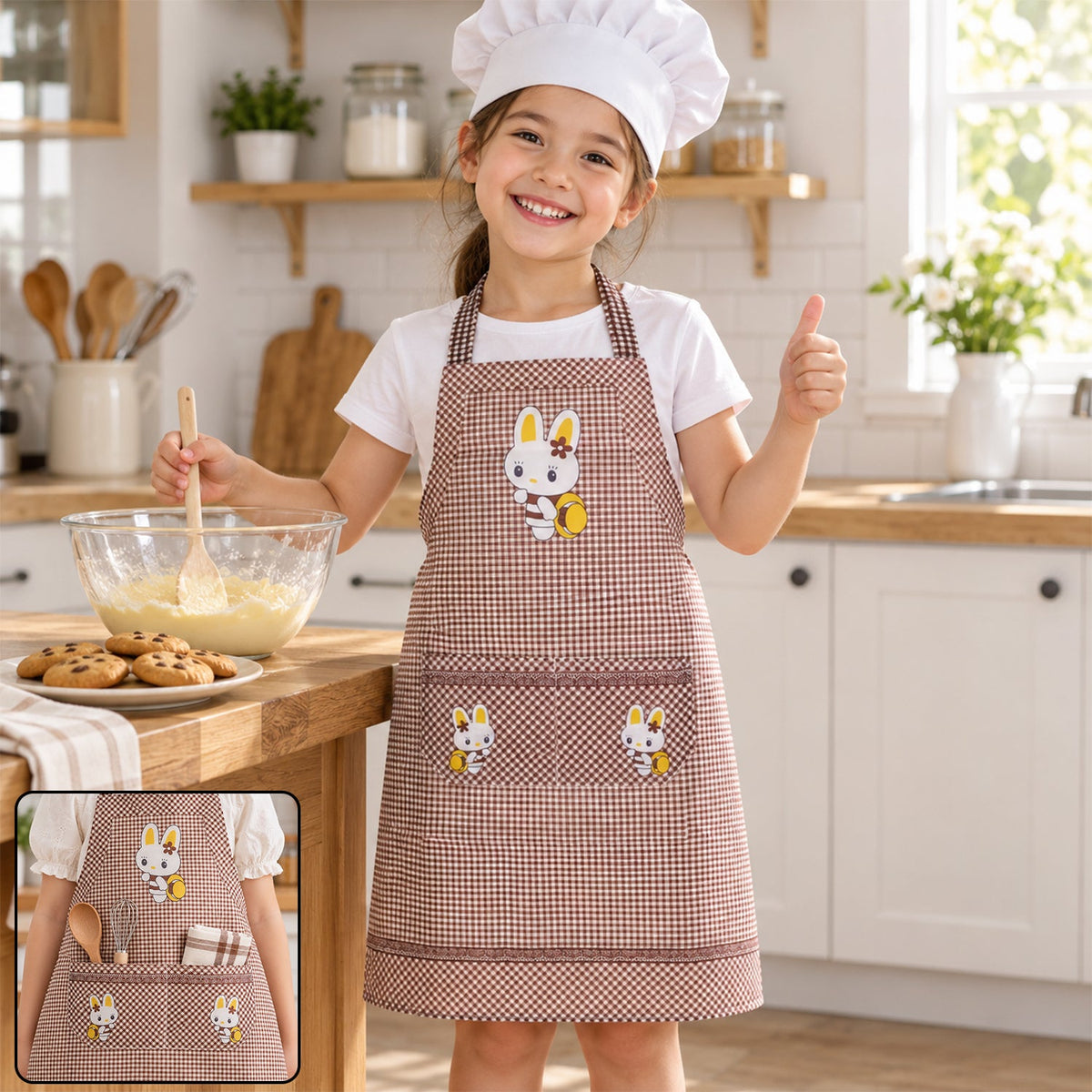 Kids Cartoon Kitchen Cooking Apron With Front Pockets (1 Pc 71 X 57 Cm)
