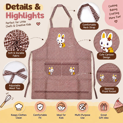 Kids Cartoon Kitchen Cooking Apron With Front Pockets (1 Pc 71 X 57 Cm)