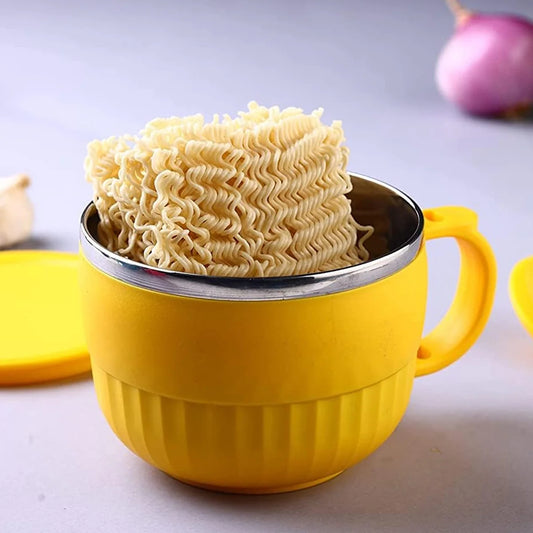 Double Layer Maggi & Soup Bowl with Lid and Handl