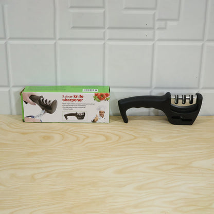 Three Stage Manual Knife Sharpener With Ergonomic Handle For Kitchen Use (1 Pc)