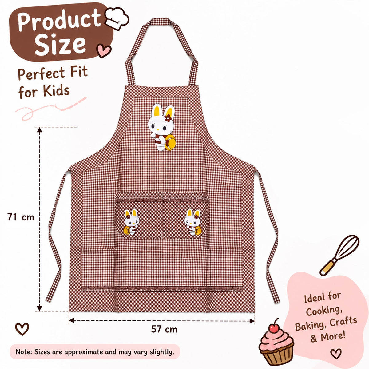 Kids Cartoon Kitchen Cooking Apron With Front Pockets (1 Pc 71 X 57 Cm)