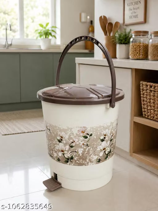 "Apex Plastic Push N Pedal Dustbin Hands-Free Compact Design"