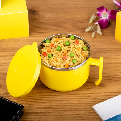 Double Layer Maggi & Soup Bowl with Lid and Handl