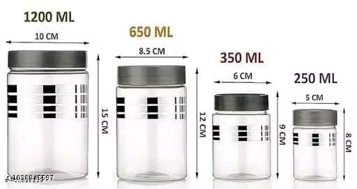 Stysol Plastic Grocery Container Set, 1200ml-250ml (Pack of 16)
