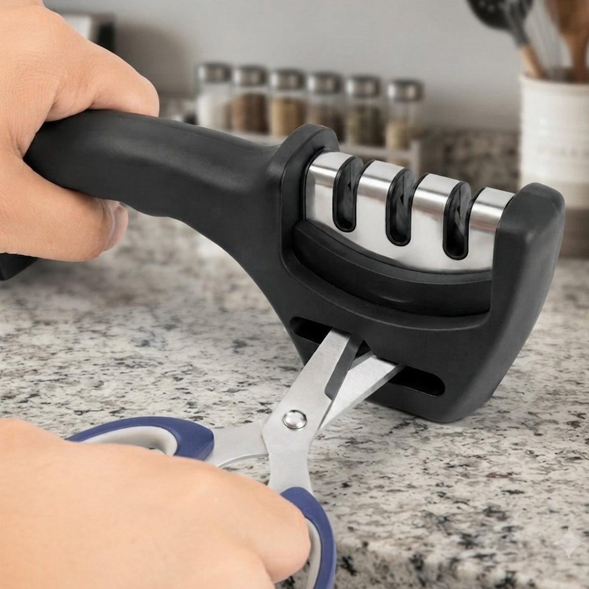 Three Stage Manual Knife Sharpener With Ergonomic Handle For Kitchen Use (1 Pc)