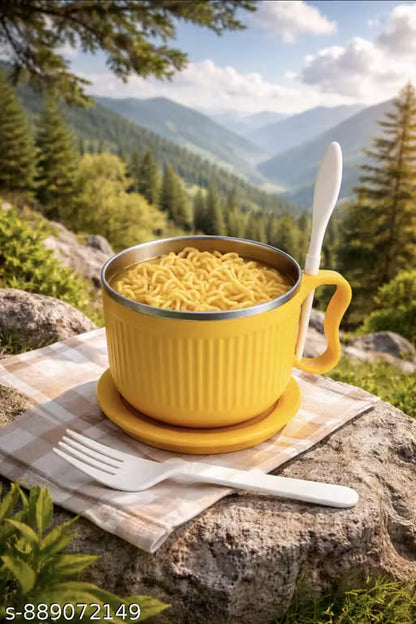 Double Layer Maggi & Soup Bowl with Lid and Handl